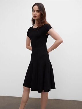 Club Monaco Black Ribbed Sweater Dress NWT